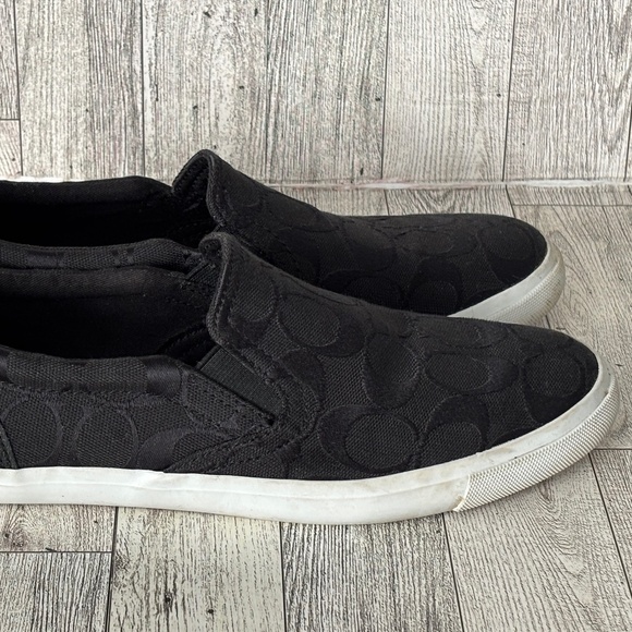 COACH Alegra Womens Size 8.5 Monogram Logo Black White Slip On Shoes Sneakers - Picture 5 of 13